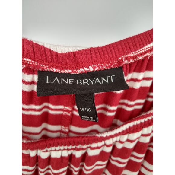 Lane Bryant A-Line Dress Plus 14/16 Striped‎ Cutout Off The Shoulder Red White - Picture 2 of 7